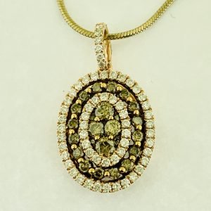 #16671 - Ladies chocolate & white diamond pendant